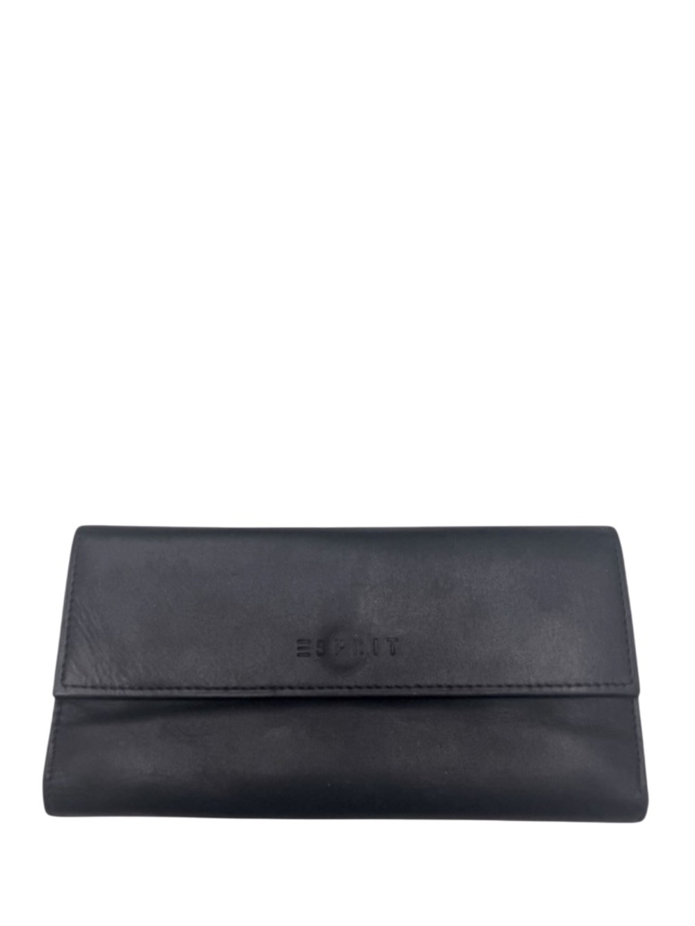 ESPRIT - BLACK SMOOTH LEATHER LONG TRIFOLD SNAP WALLET